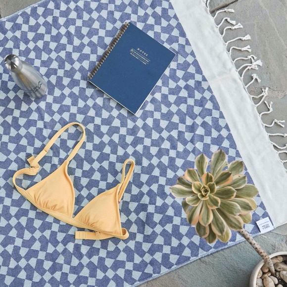 Blue Turkish Towel Wrap Beach Towel Picnic Blanket Diamond print Boho NWT - Picture 1 of 5